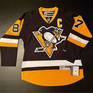 Pittsburgh Penguins Reebok Black and Yellow Hockey Jersey - L